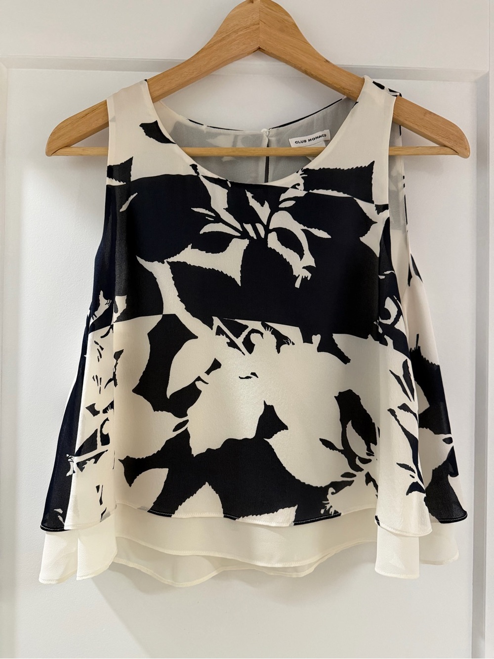Club Monaco Black & White Floral Layered Tank